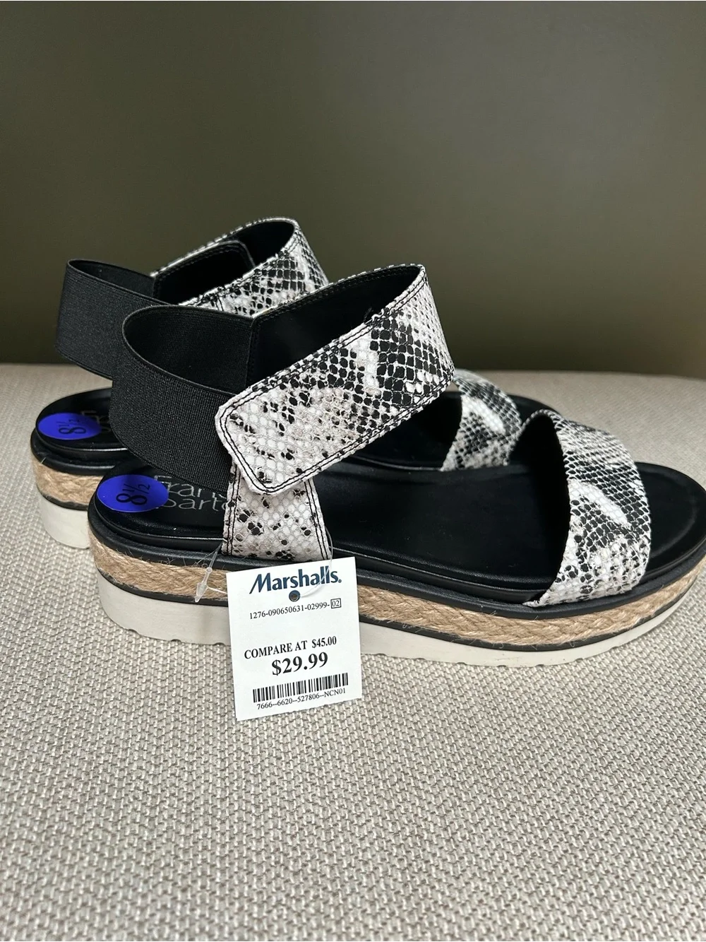 Brand New with tags Women's Snake-Print Platform Sandals - Black/White